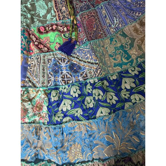 Mixed-Patchwork maxi skirt with pockets- One Size - Picture 6 of 6